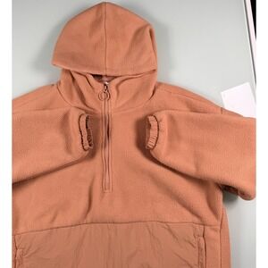 Fabletics Fleece hoodie Half zip kangaroo pocket Salmon Women's XL